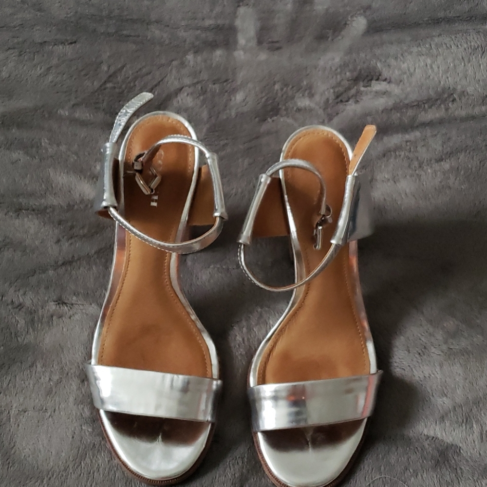 Coach, 8M, Silver high heel sandals